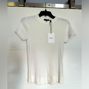 Theory white tshirt compact rib dressy size medium